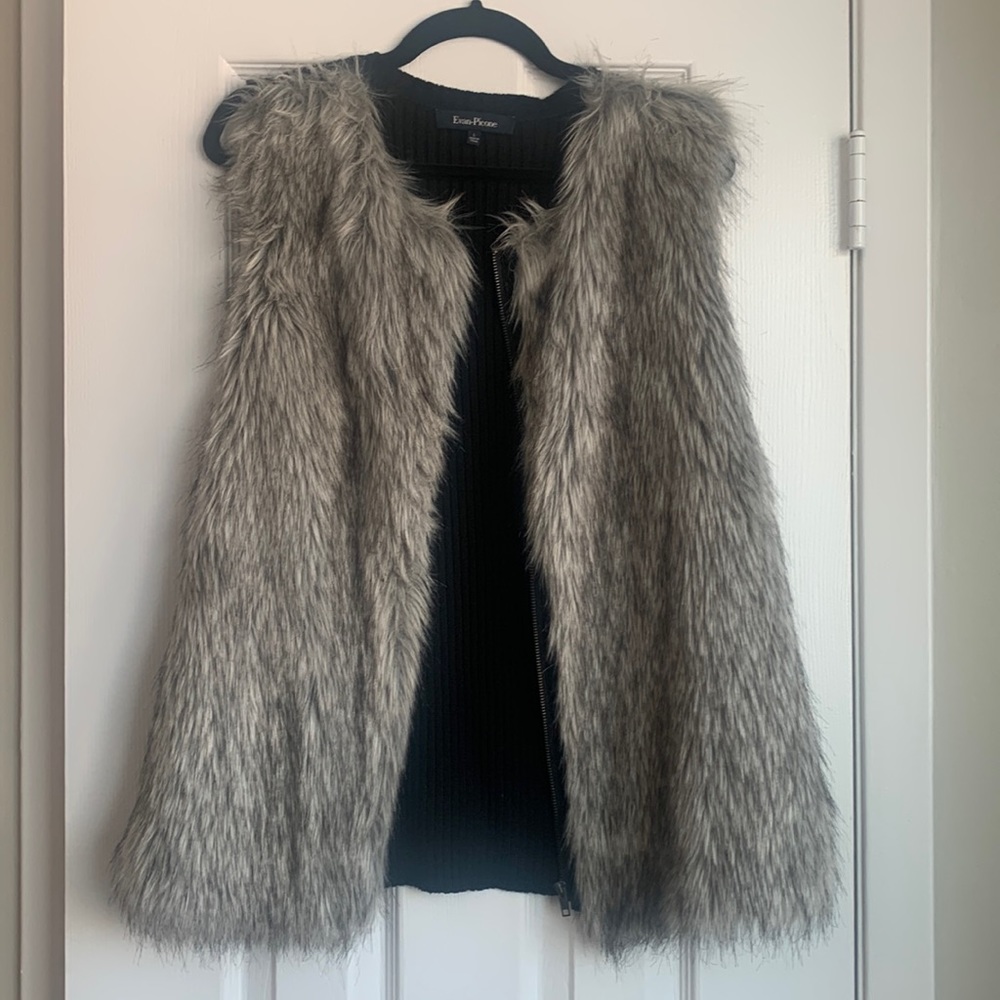 Evan Picone Faux Fur Knit Vest